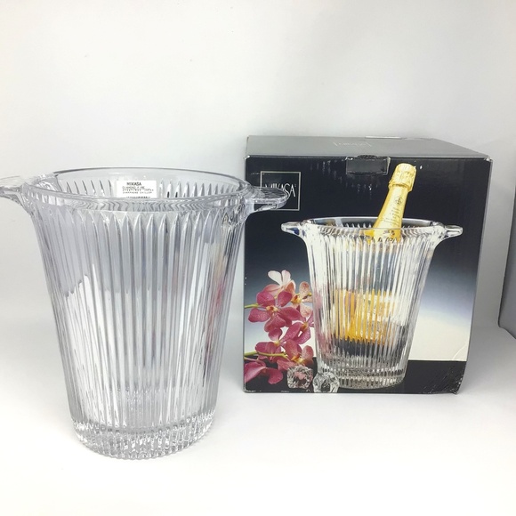 NEW Mikasa Diamond Fire Crystal Glass Champagne Wine Bottle Chiller - Picture 1 of 8